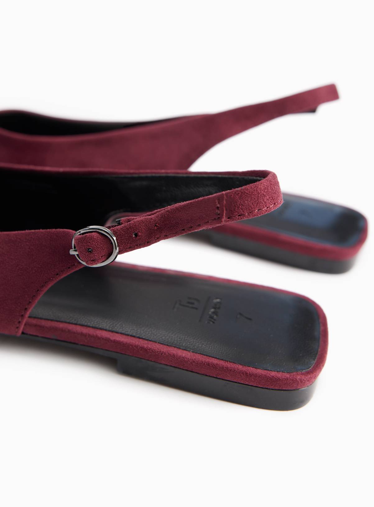 Dark Red Faux Suede Slingback Sandals 4 - Image 4